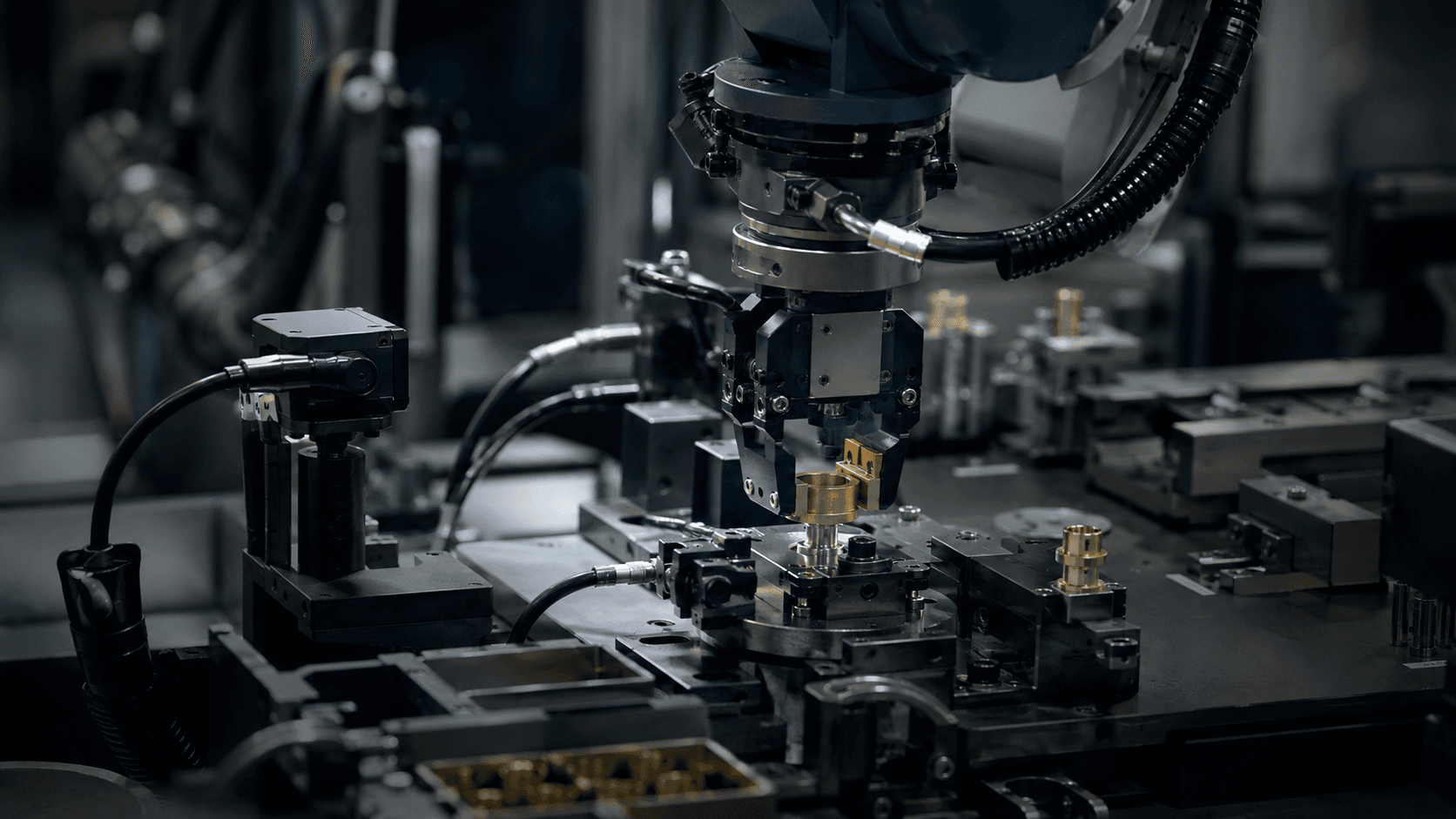 CAD-Blueprint einer industriellen Automatisierungszelle